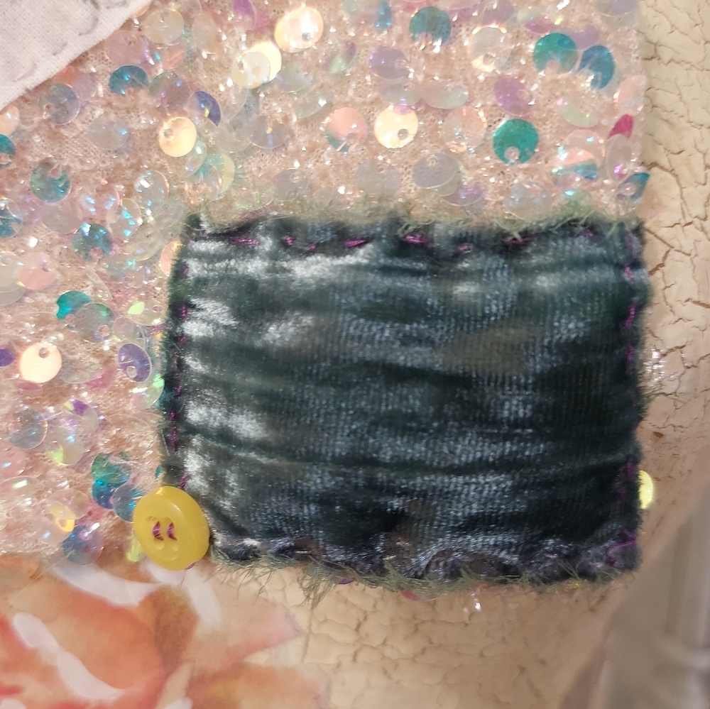 🪻JABOT 🪻Handcrafted/ Handsewn Sequin Necklace Adornment NWT One Of A Kind - Picture 10 of 13